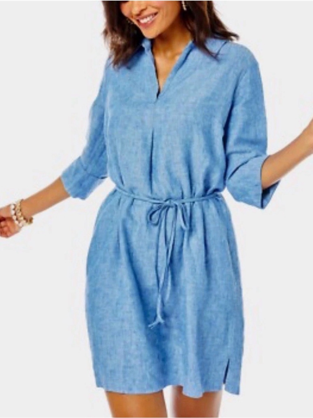 Lilly Pulitzer ~ Pilar Tunic Linen Dress ~
Sea Salt Blue Sz XS